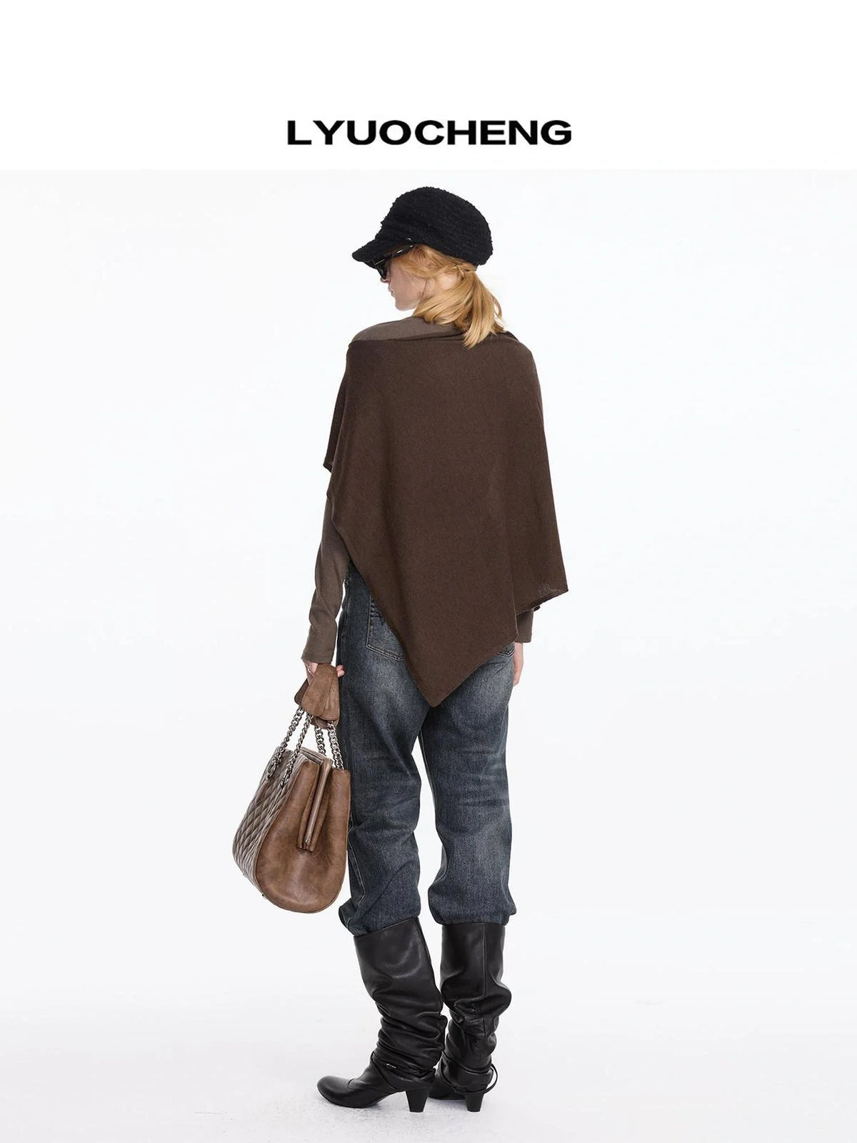 Asymmetrical Wool Blend Draped Cape Top