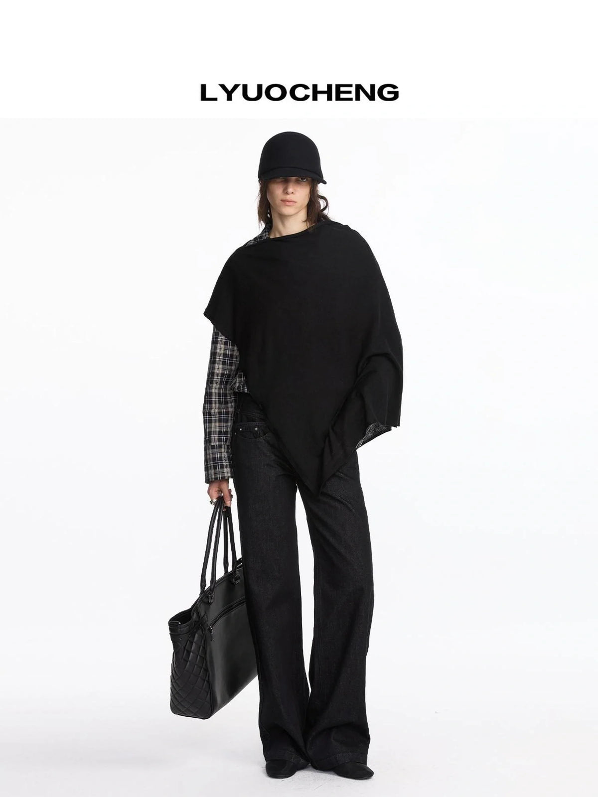 Asymmetrical Wool Blend Draped Cape Top
