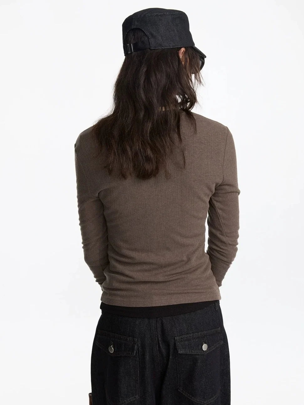 Autumn Acetate Henley Long Sleeve Top