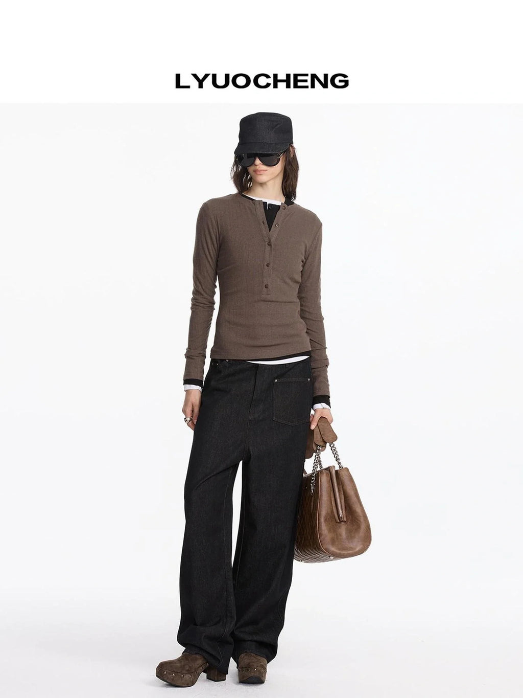 Autumn Acetate Henley Long Sleeve Top