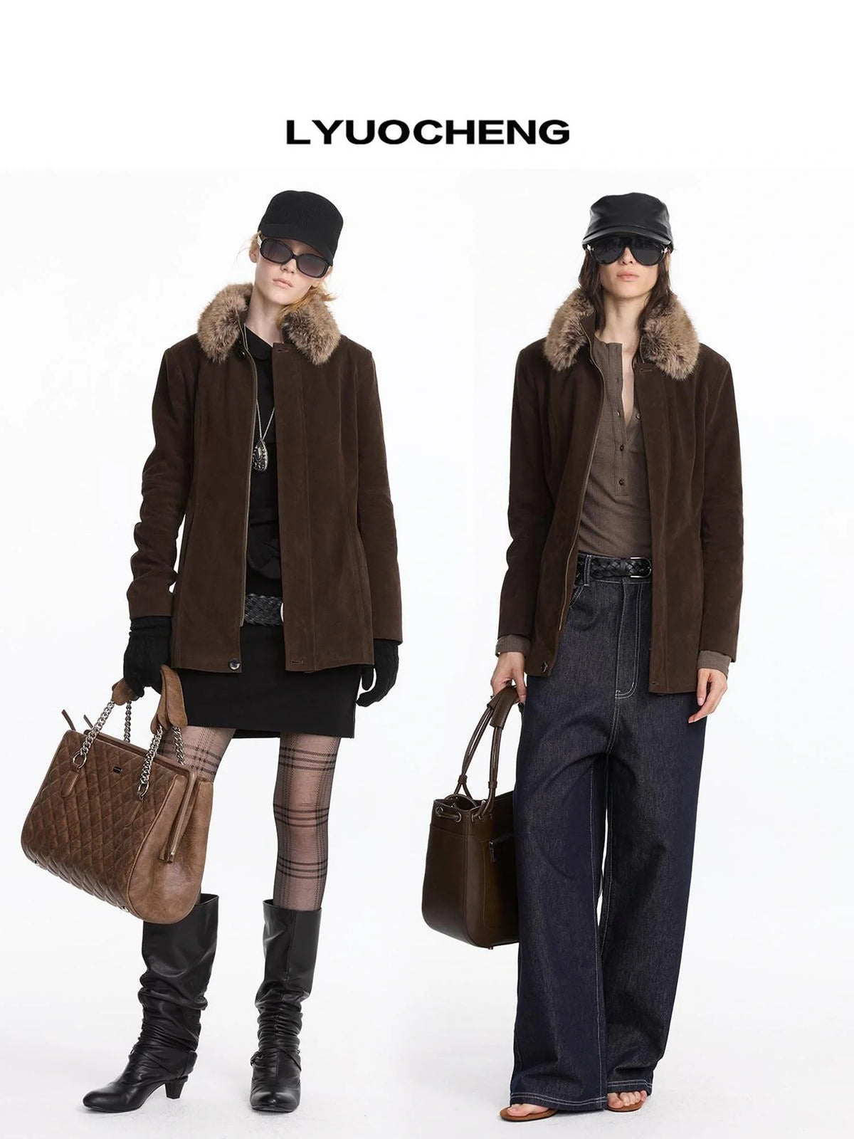 Autumn Suede Collar Slim Long Coat