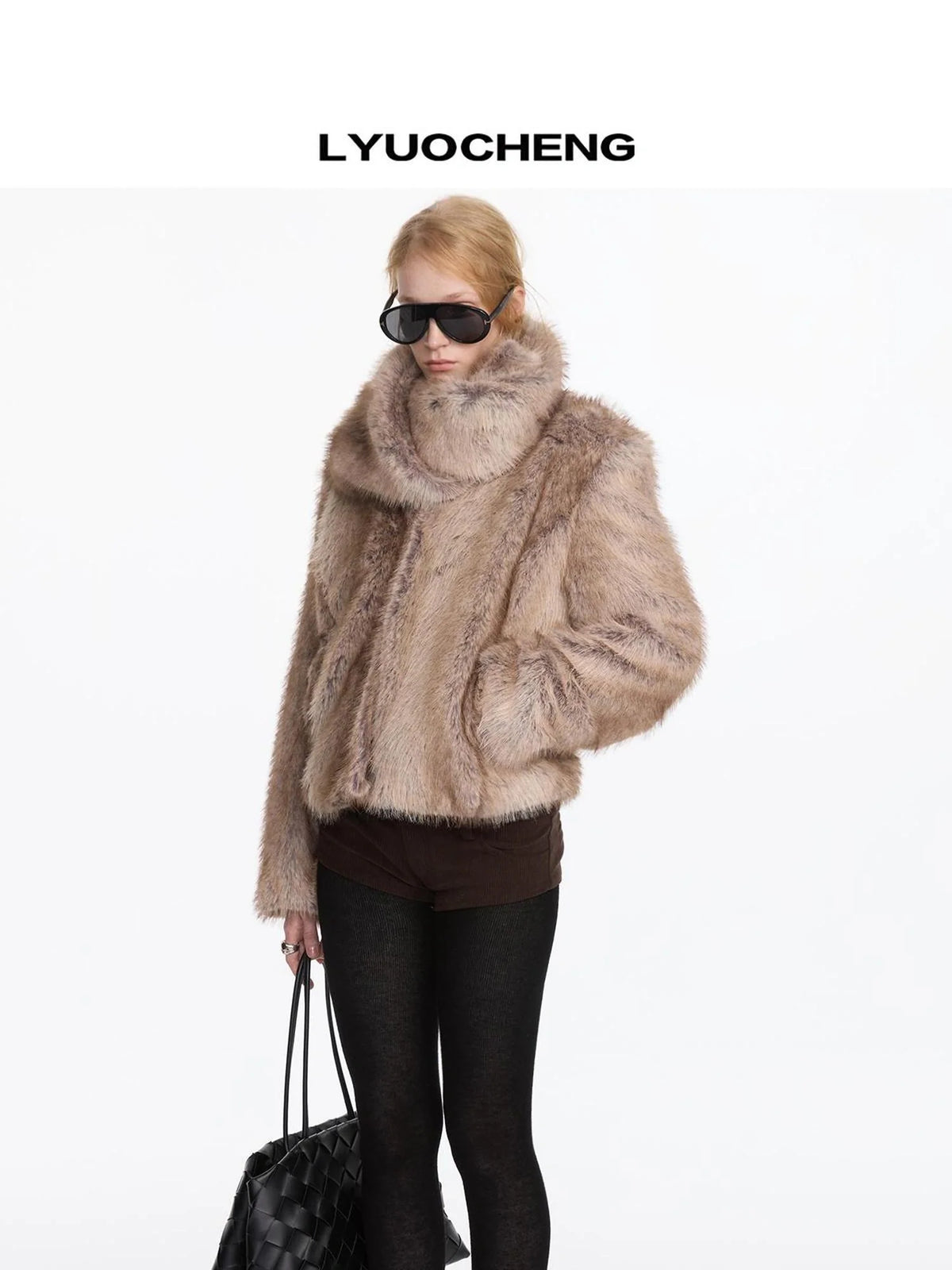 Autumn Winter Beige Faux Fur Scarf Wide Shawl