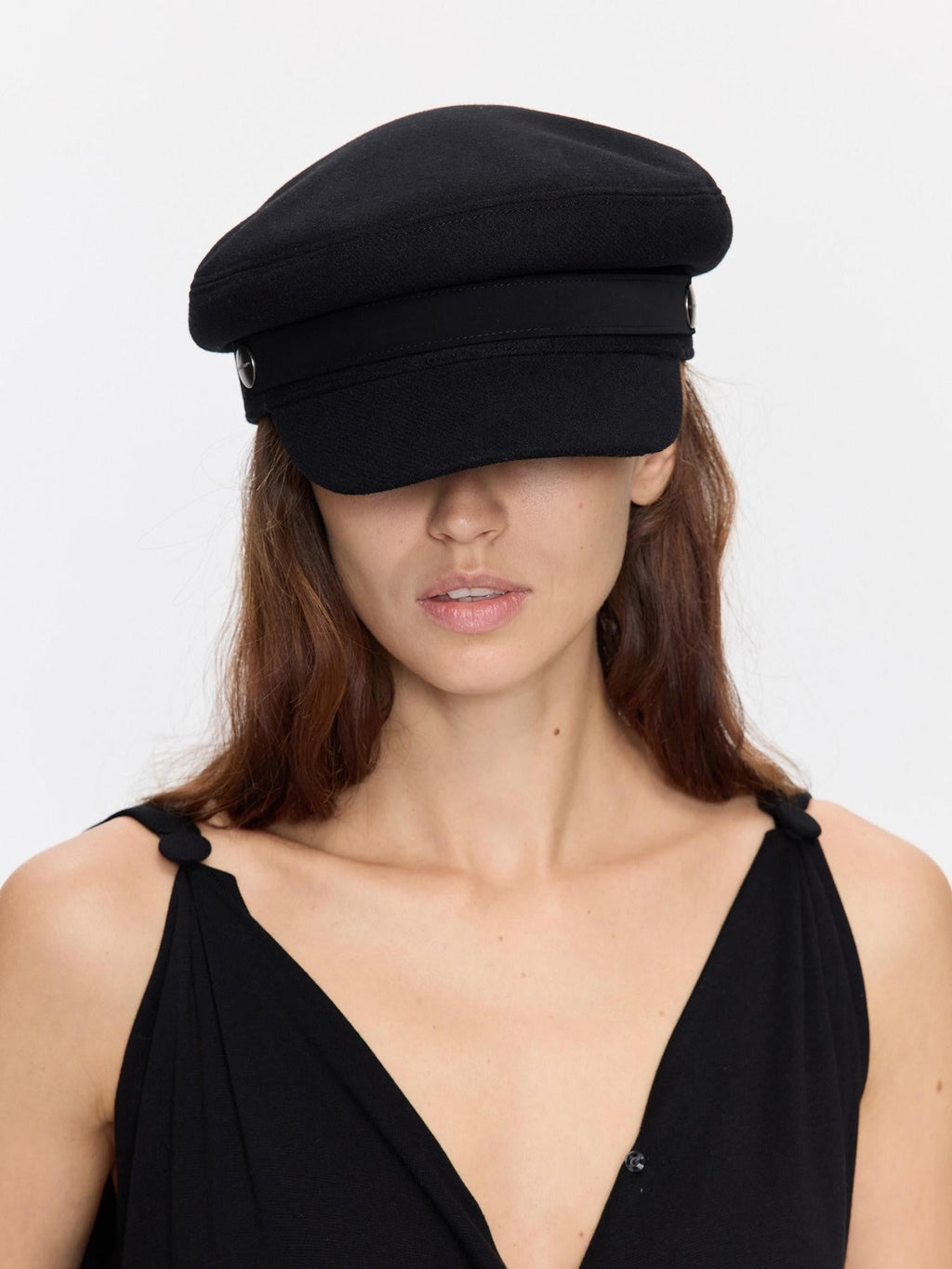 Black Adjustable Flat Top Stiff Short Brim Casual Women's Wool Hats