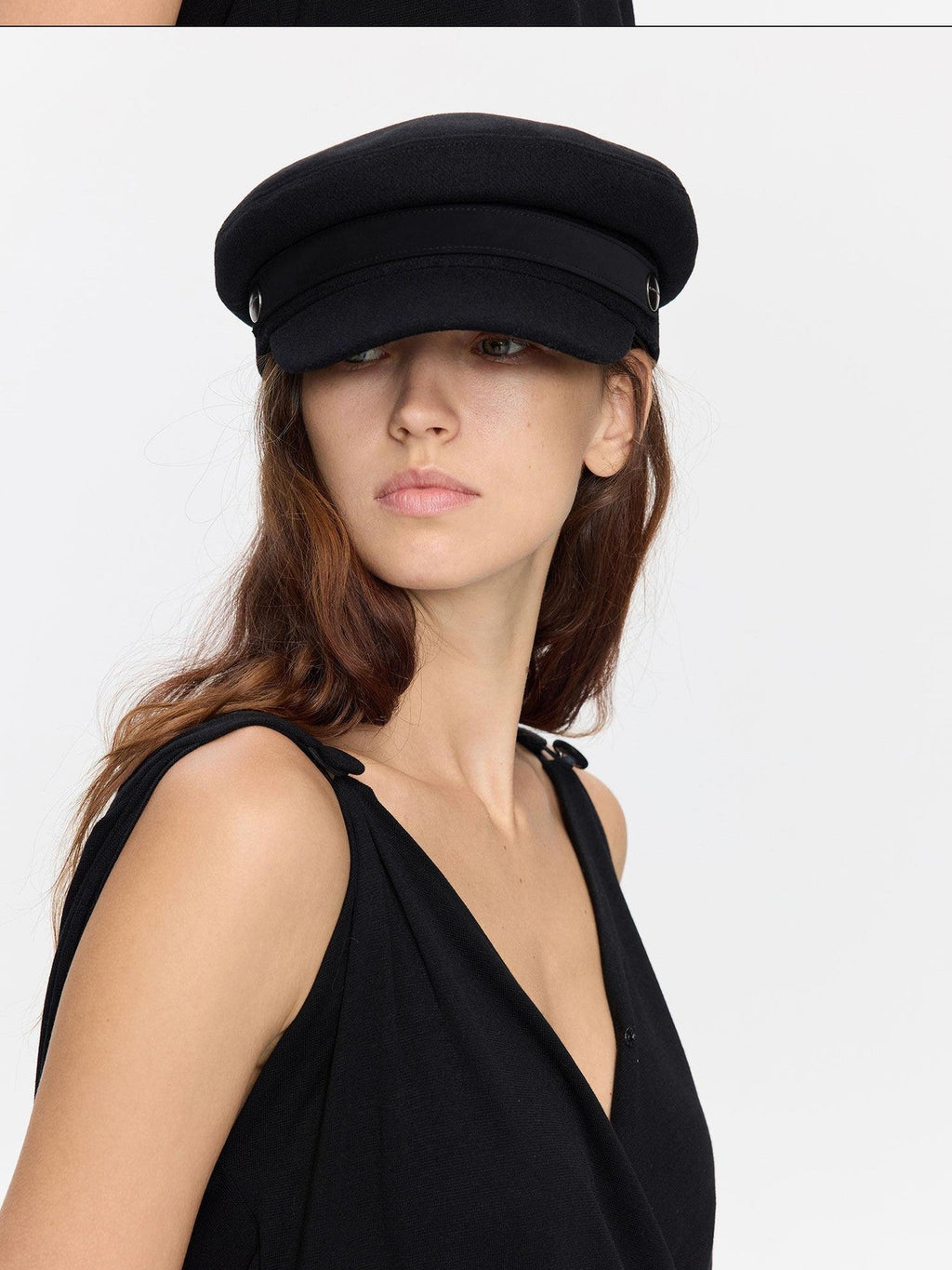 Black Adjustable Flat Top Stiff Short Brim Casual Women's Wool Hats