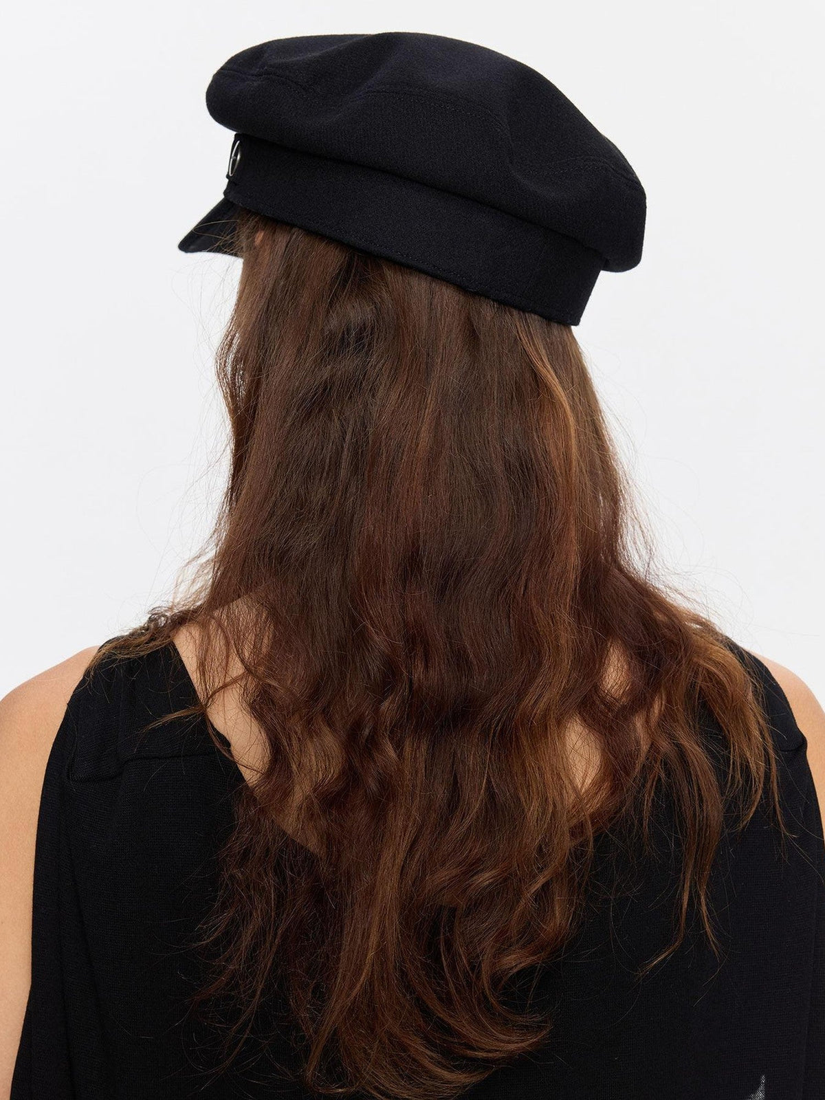 Black Adjustable Flat Top Stiff Short Brim Casual Women's Wool Hats