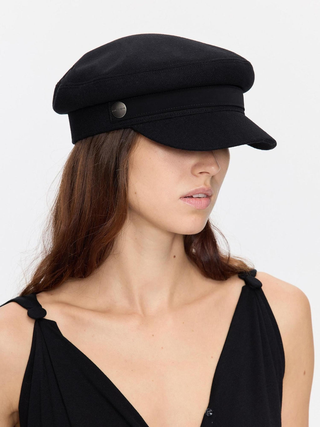 Black Adjustable Flat Top Stiff Short Brim Casual Women's Wool Hats