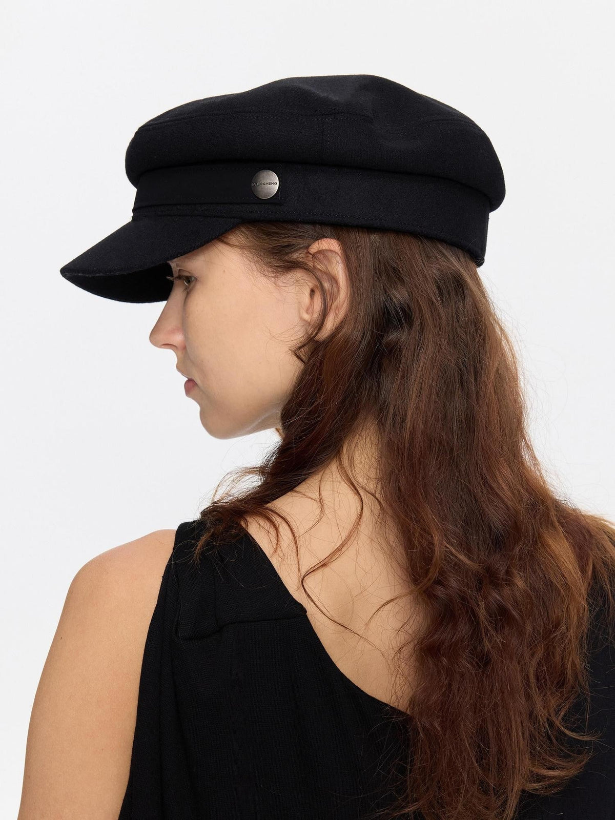 Black Adjustable Flat Top Stiff Short Brim Casual Women's Wool Hats