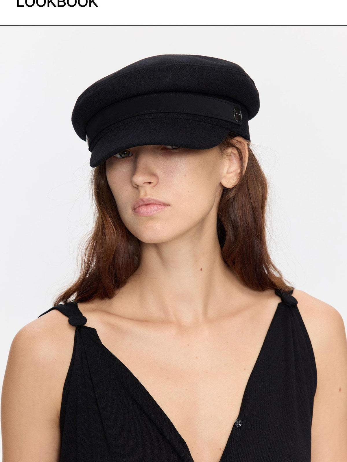 Black Adjustable Flat Top Stiff Short Brim Casual Women's Wool Hats