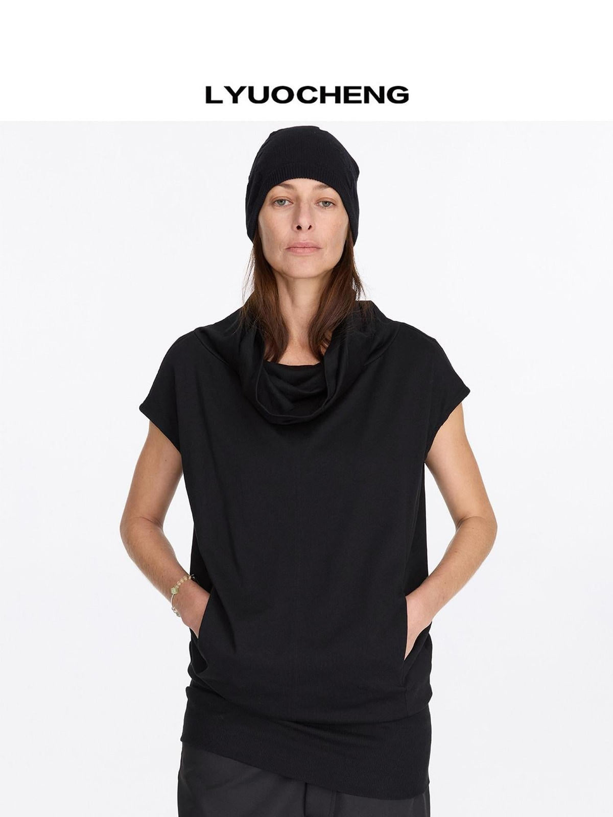 Black Scoop Neck H Cut Sleeveless Cotton Casual Mini Dress