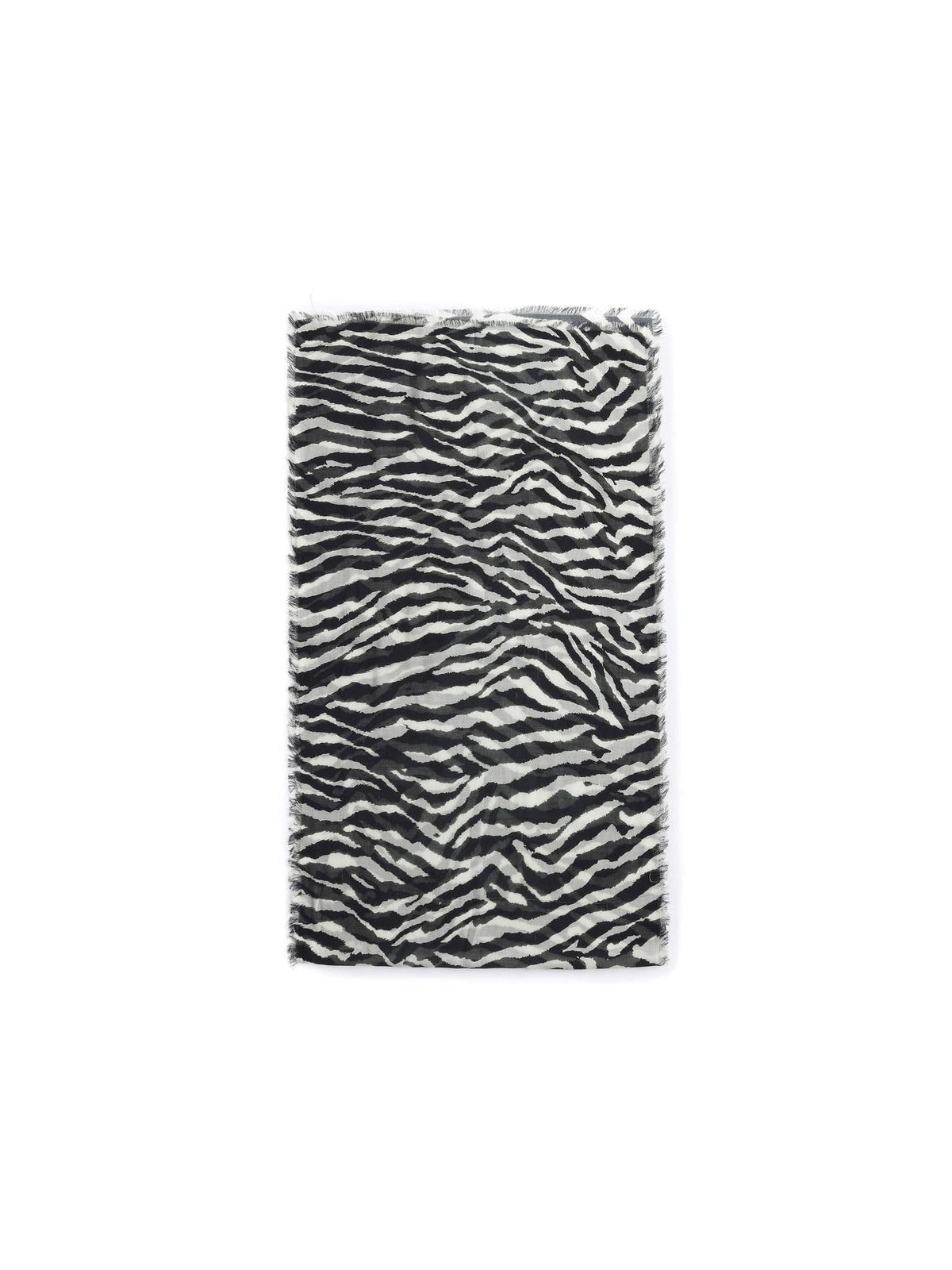 Black White Zebra Print Fringed Modal Silk Scarves & Shawls