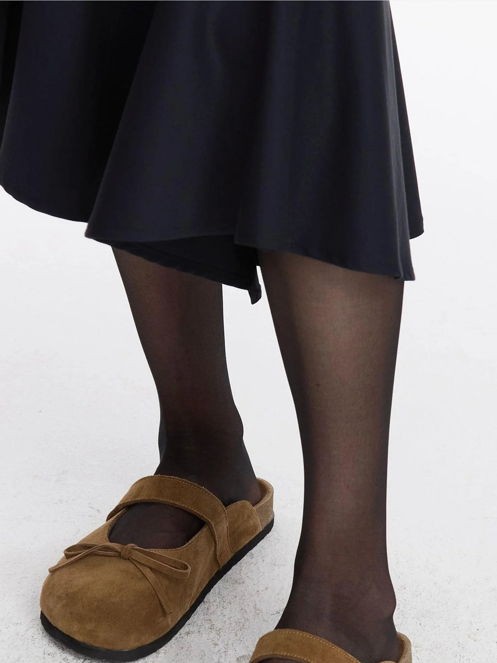 Brown Suede Ballet Bow Birk Clogs