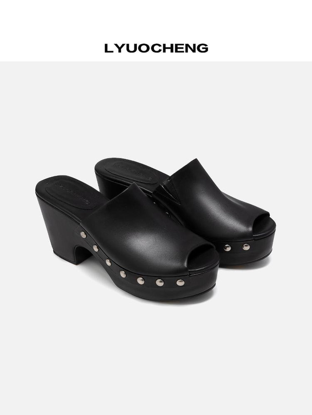 Chunky Platform Peep Toe Mule Sandals