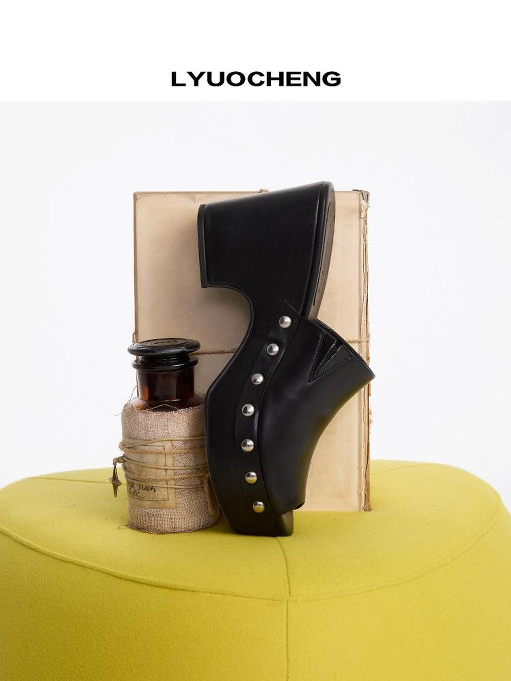 Chunky Platform Peep Toe Mule Sandals