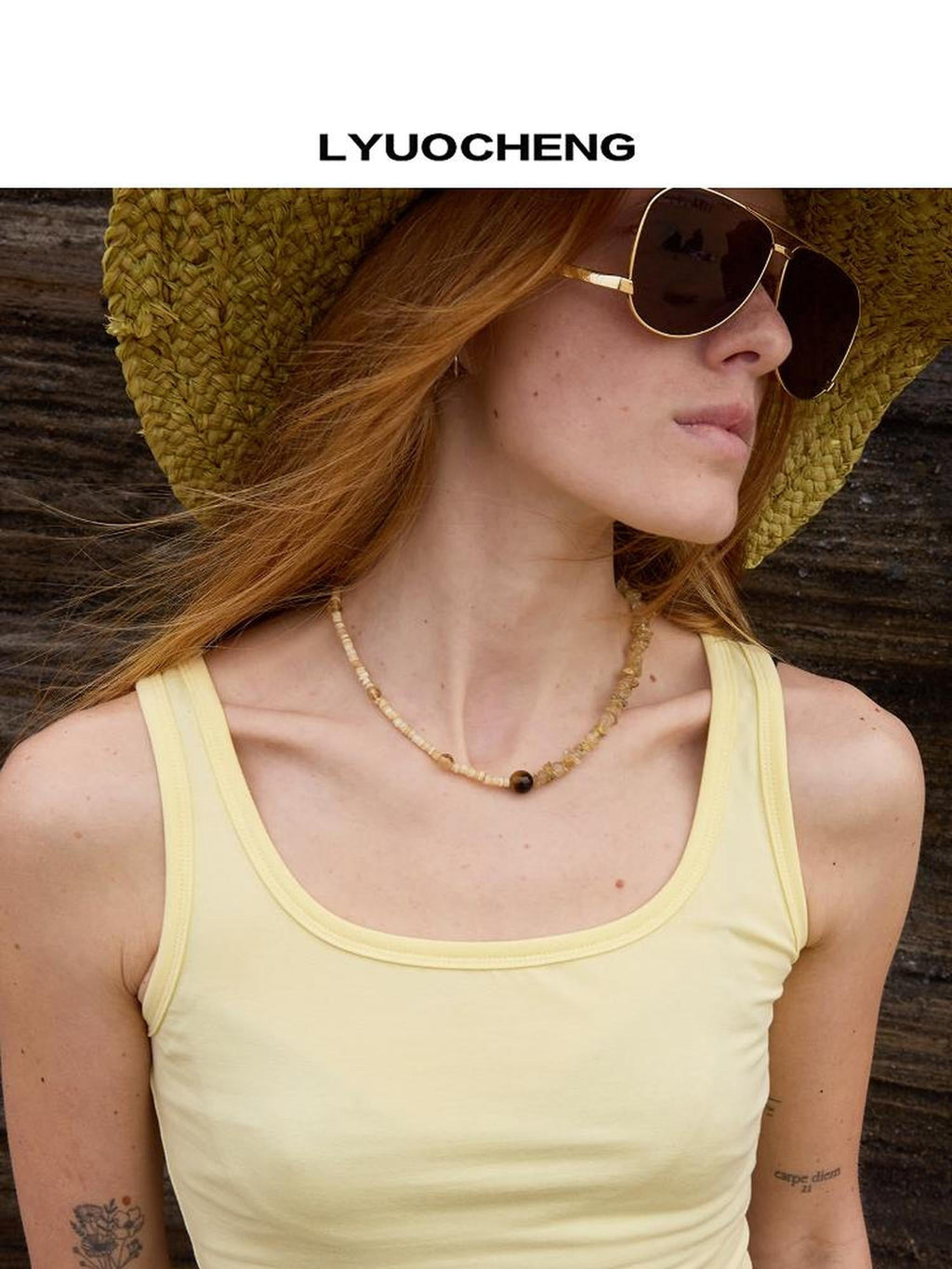 Citrine Grapestone Crystal Beaded Necklace with Silver Pendants