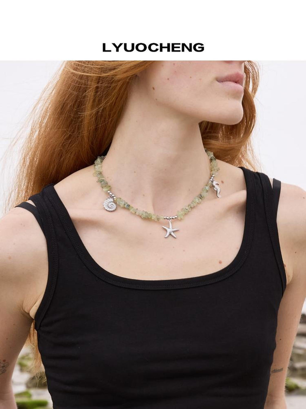 Citrine Grapestone Crystal Beaded Necklace with Silver Pendants