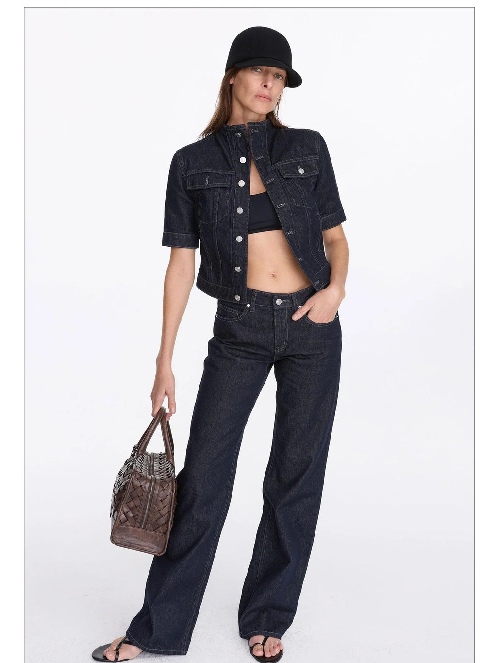 Classic Fit Raw Denim Jacket In Mid Weight Cotton