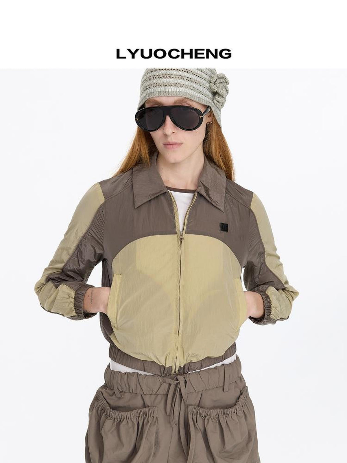 Color Block Nylon Zip Jacket