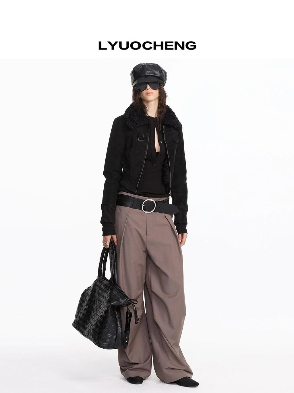 Contrast Rib Wool Blend Cropped Jacket