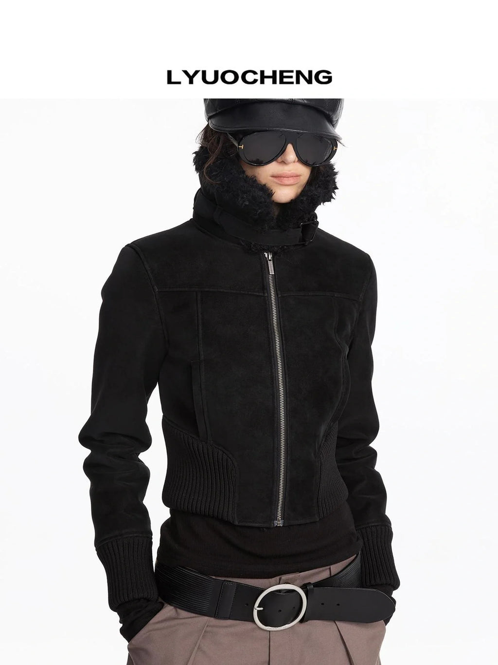 Contrast Rib Wool Blend Cropped Jacket