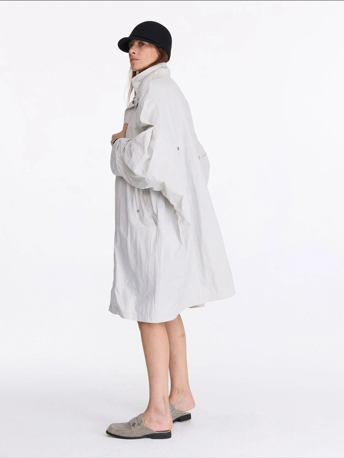 Convertible Nylon Trench Coat With Adjustable Length