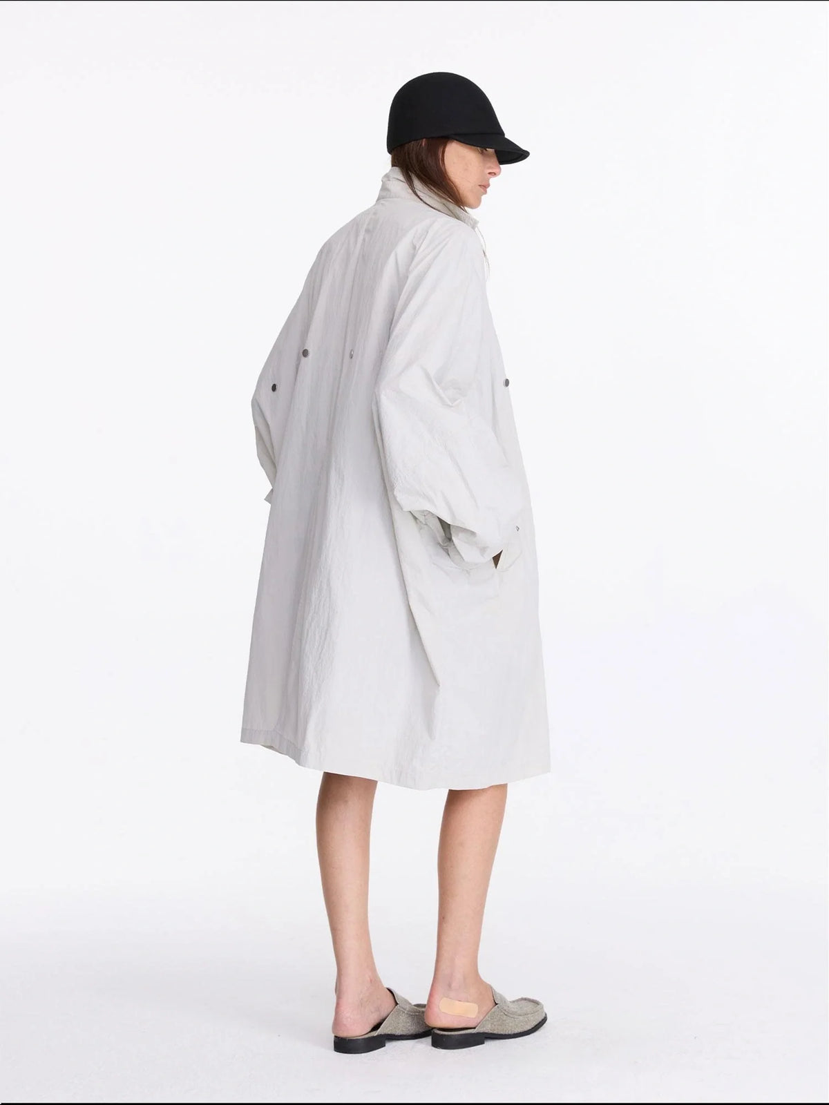 Convertible Nylon Trench Coat With Adjustable Length
