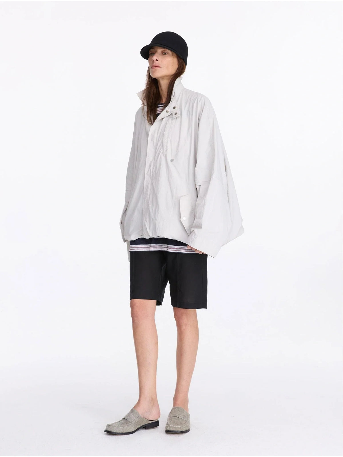 Convertible Nylon Trench Coat With Adjustable Length