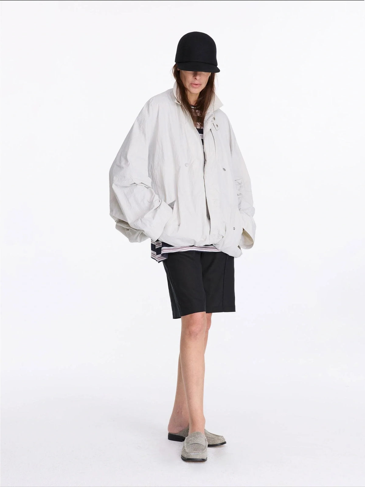 Convertible Nylon Trench Coat With Adjustable Length