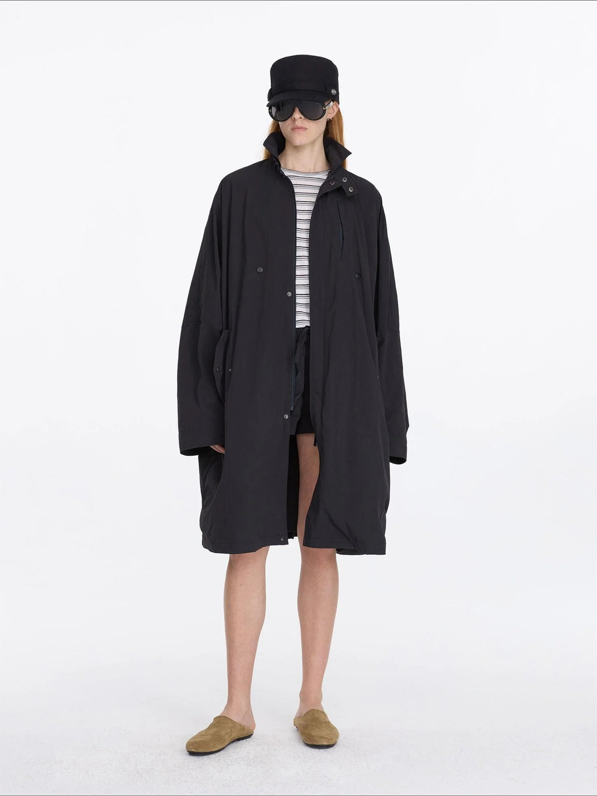 Convertible Nylon Trench Coat With Adjustable Length