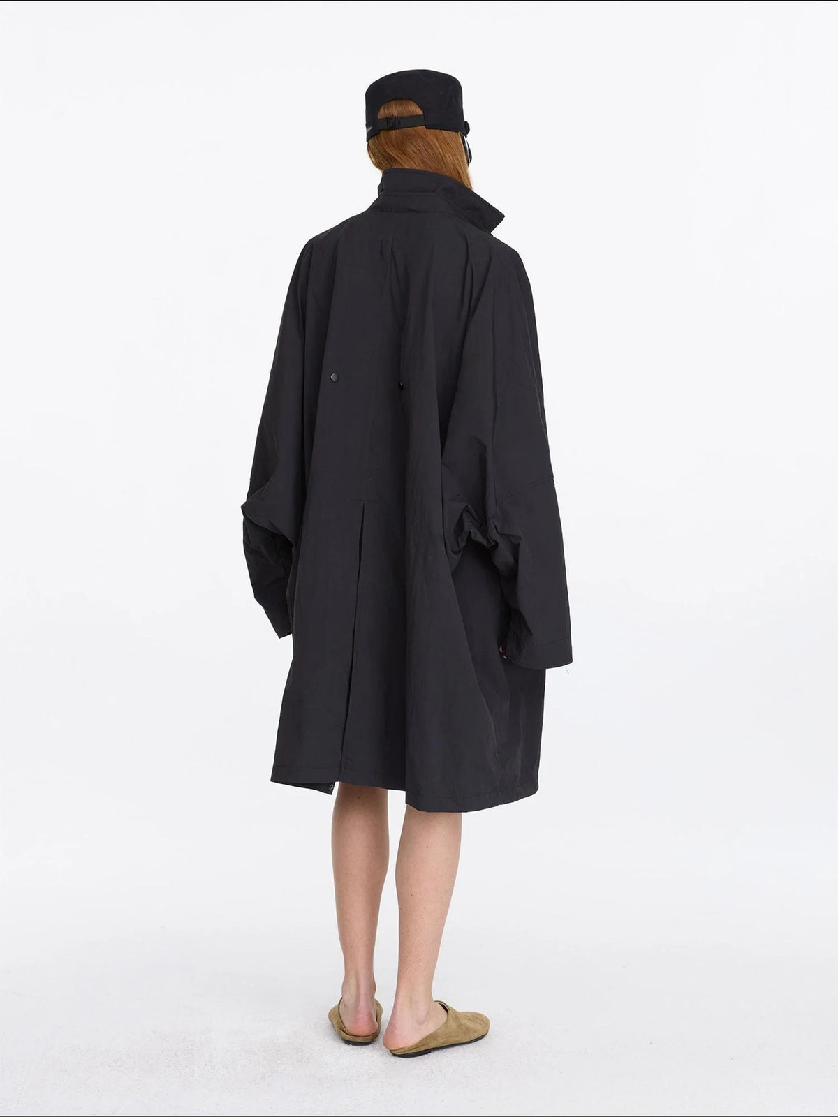 Convertible Nylon Trench Coat With Adjustable Length
