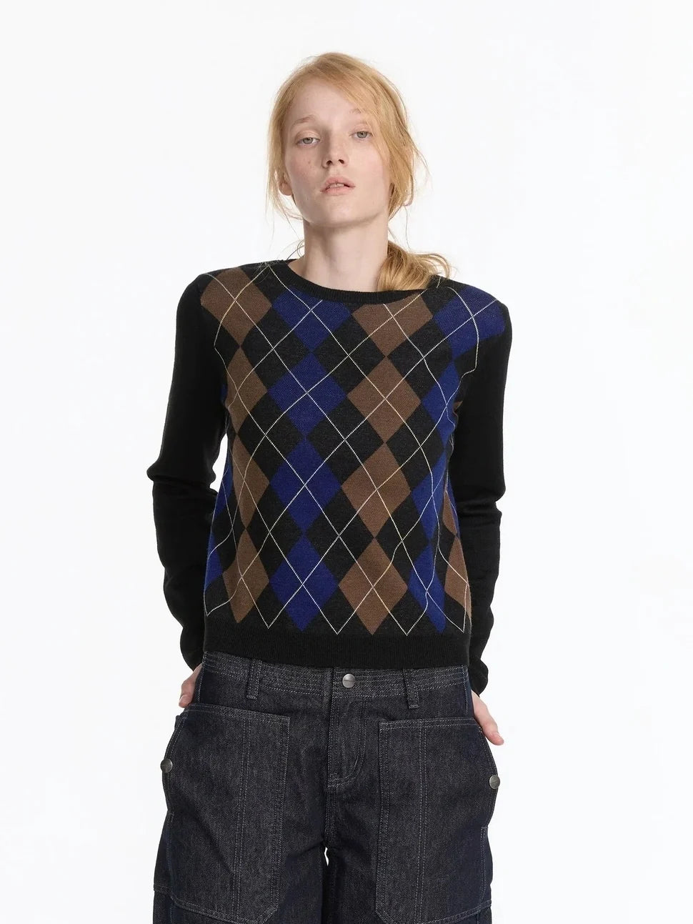 Early Autumn Argyle Knit V-neck Sweater