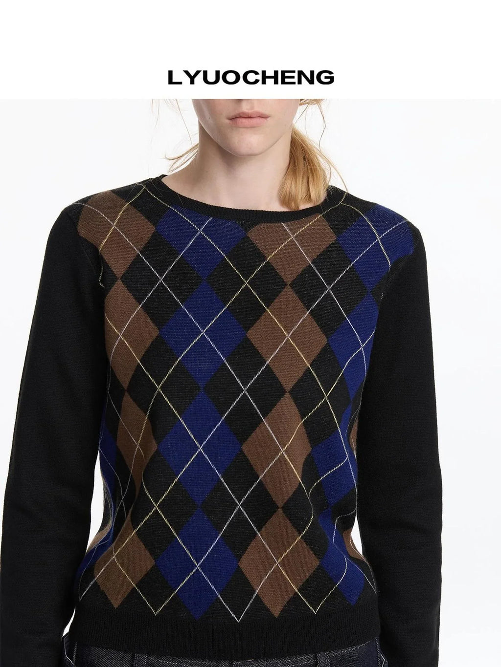 Early Autumn Argyle Knit V-neck Sweater