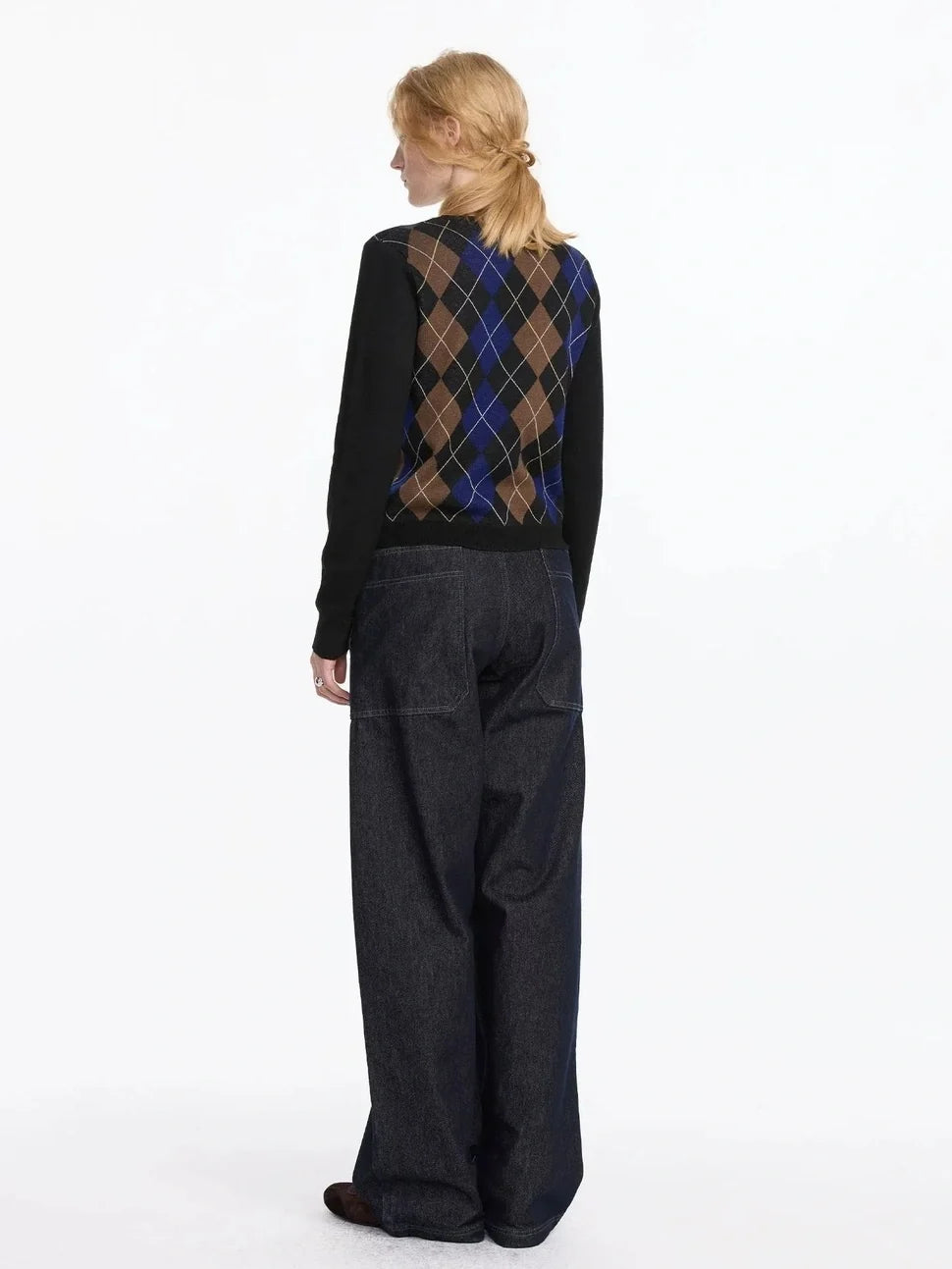 Early Autumn Argyle Knit V-neck Sweater