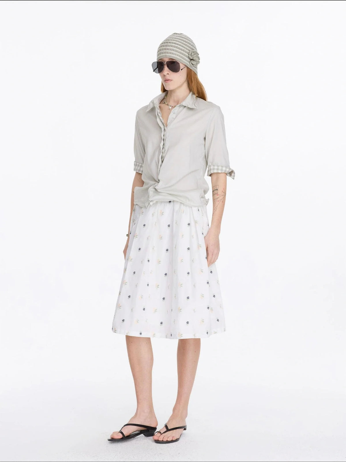 Floral Embroidered A Line Skirt