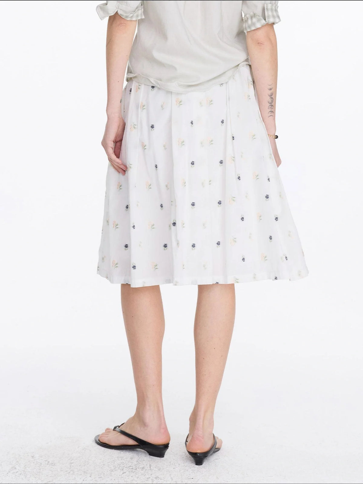 Floral Embroidered A Line Skirt