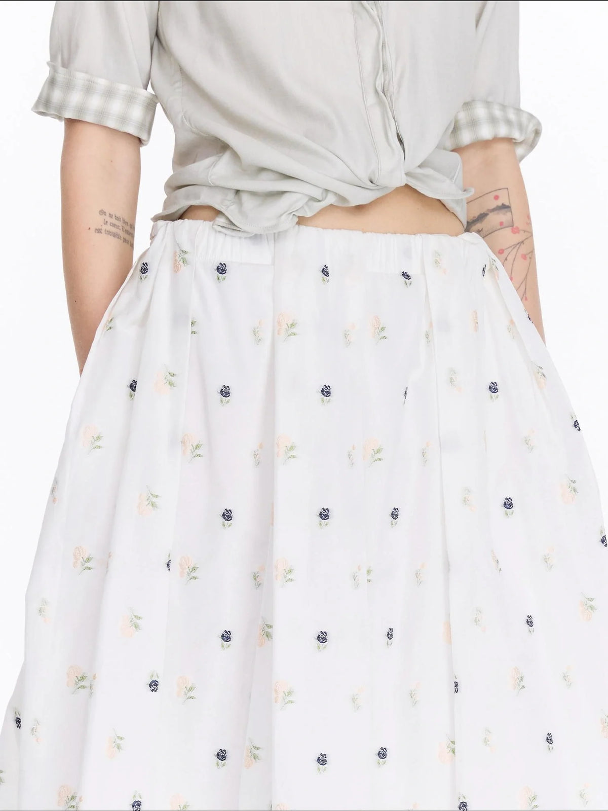 Floral Embroidered A Line Skirt