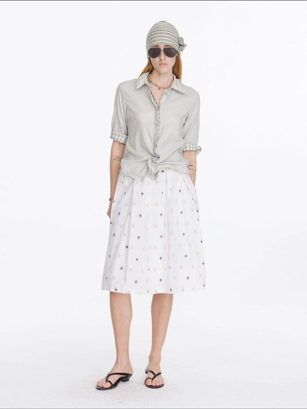 Floral Embroidered A Line Skirt