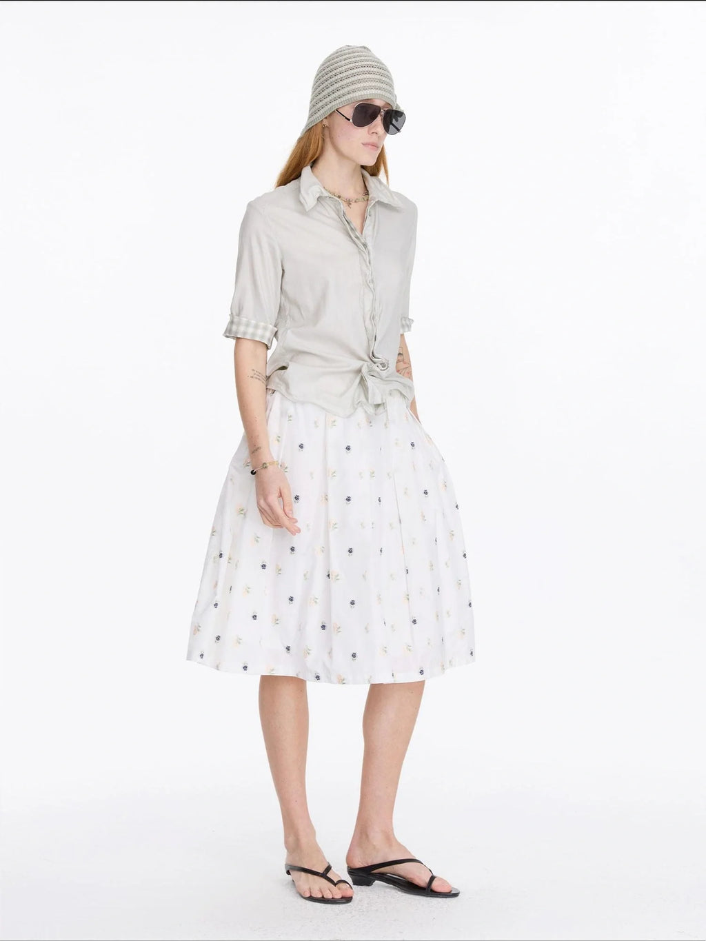 Floral Embroidered A Line Skirt