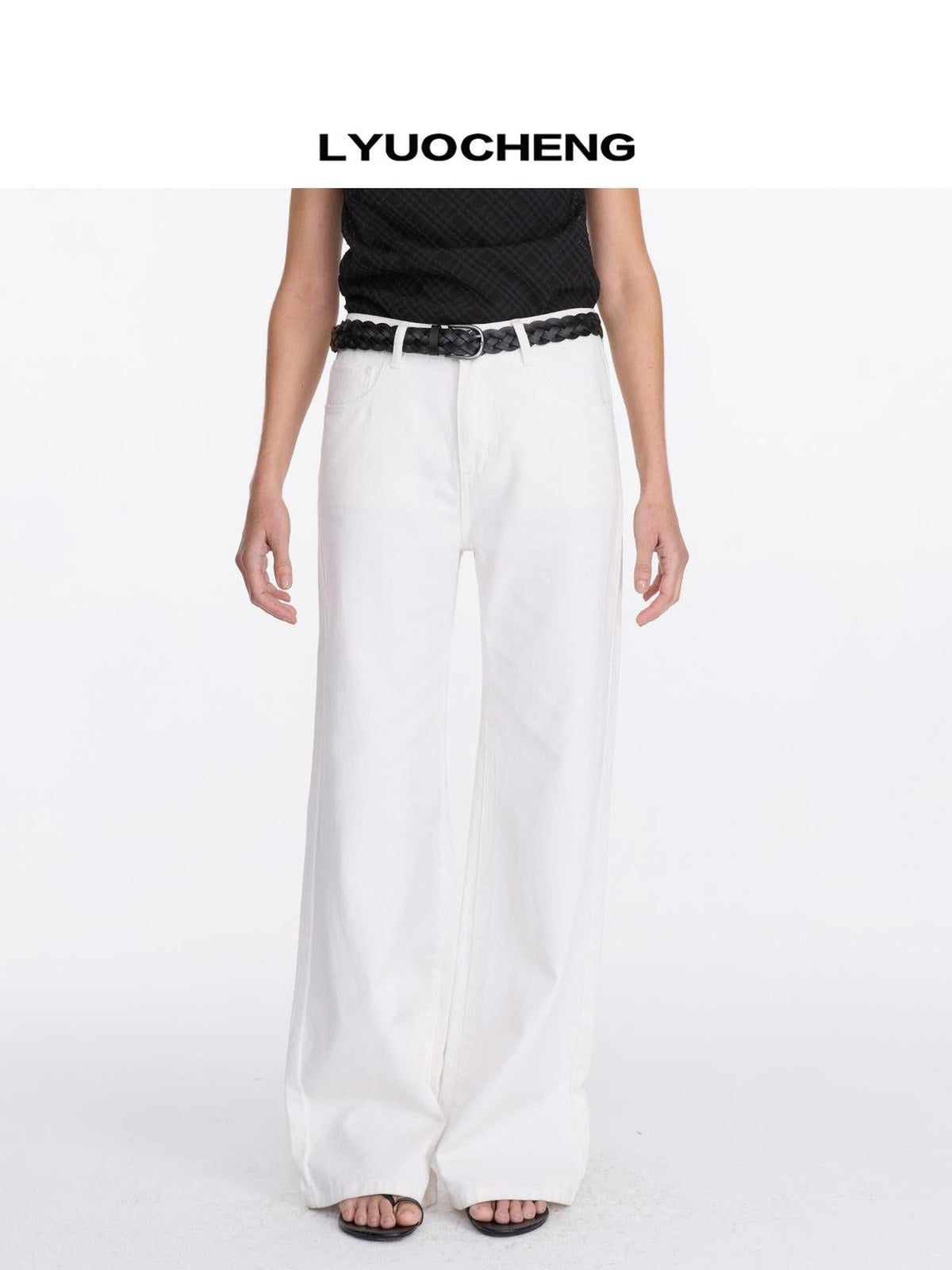 Floral Print White Straight Leg Jeans