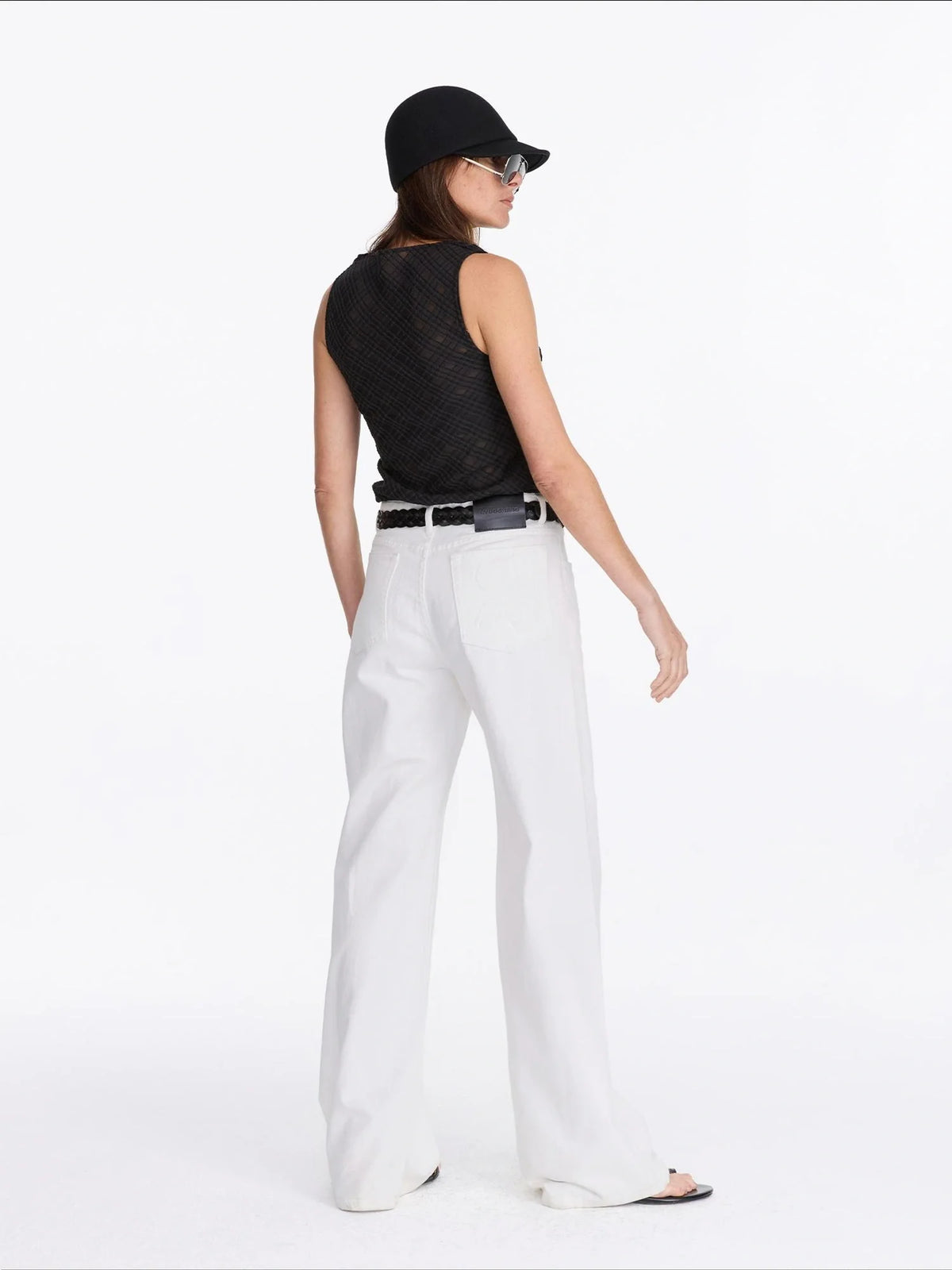 Floral Print White Straight Leg Jeans