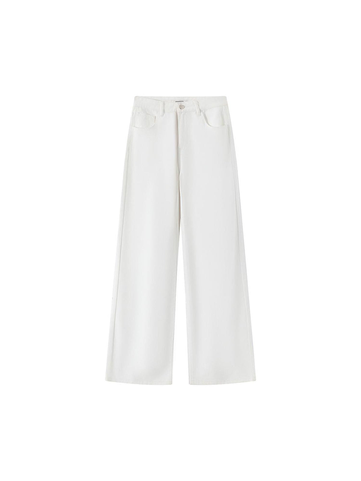 Floral Print White Straight Leg Jeans