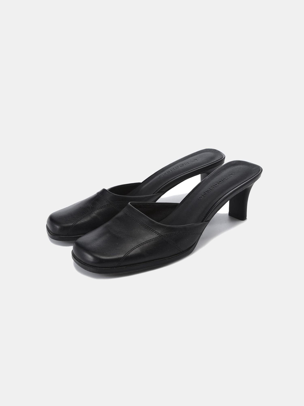 Halfwrap Square Toe Breathable Non Slip Women's Leather Heeled Sandals