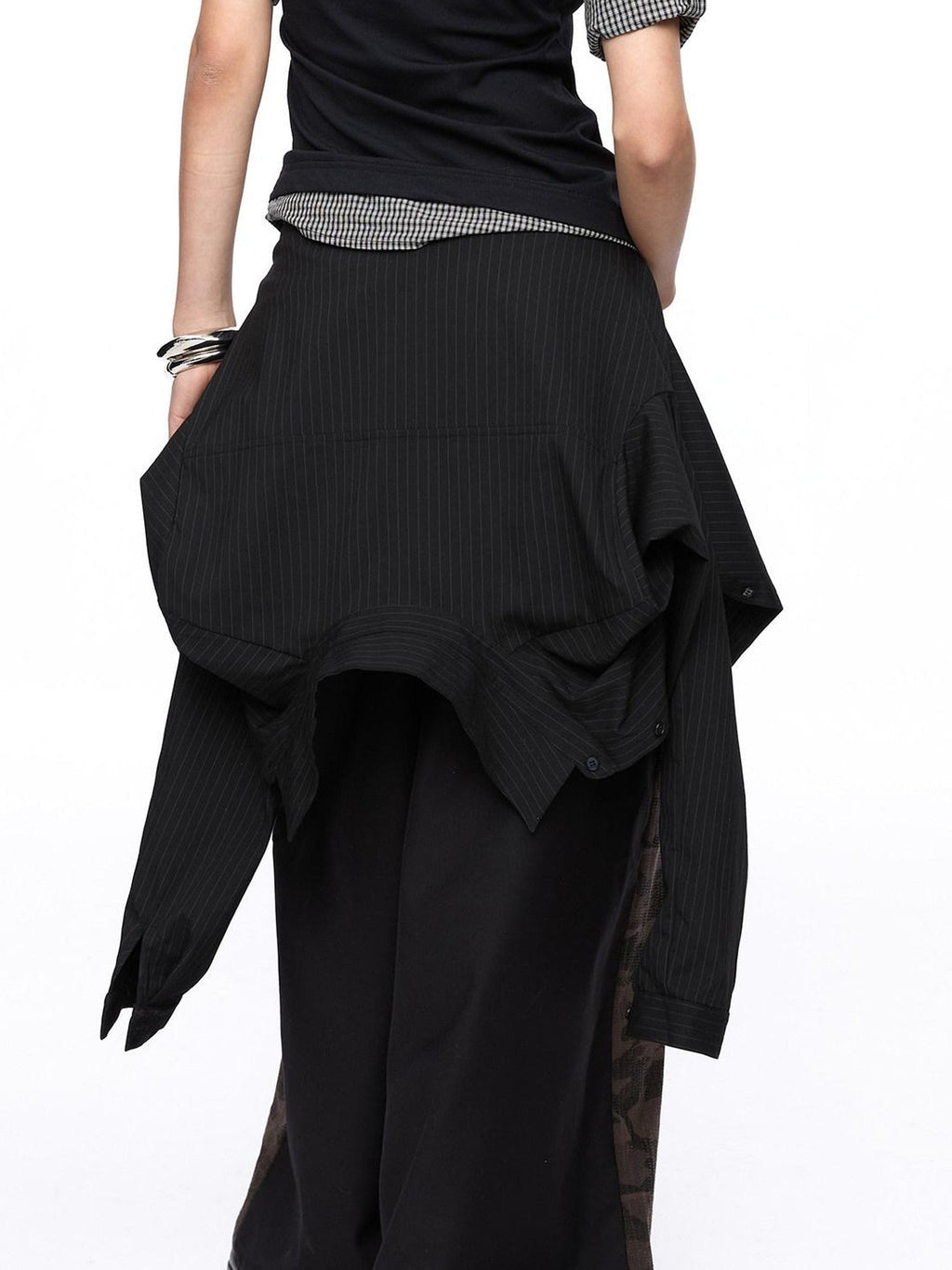 Inverted Stripe 3 Way Shirt A Line Polyester Blend Casual Mini Dress