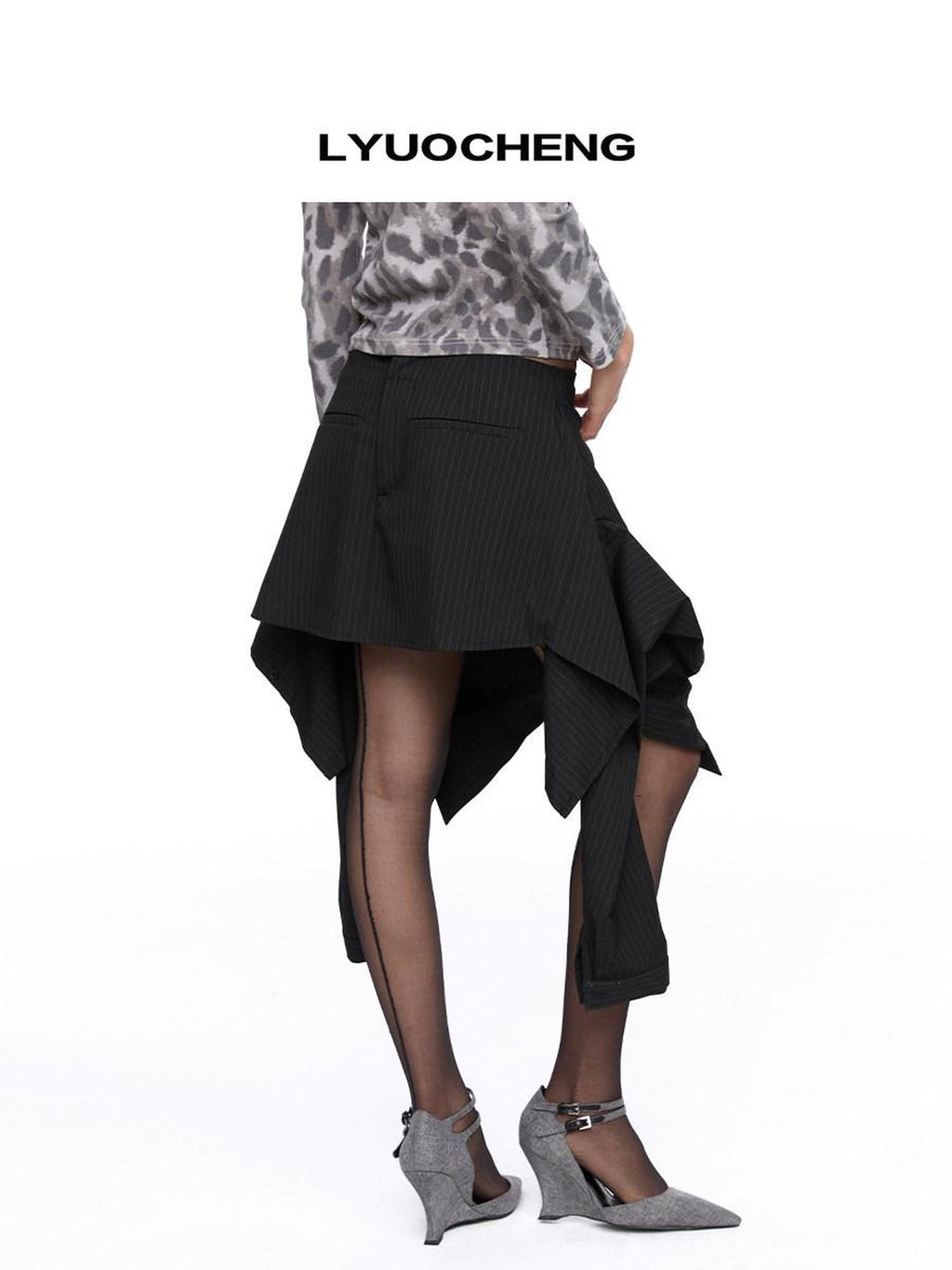 Inverted Stripe 3 Way Shirt A Line Polyester Blend Casual Mini Dress