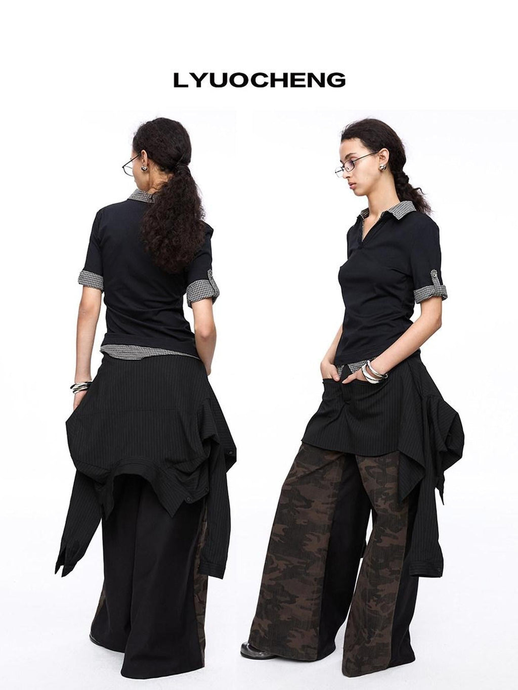 Inverted Stripe 3 Way Shirt A Line Polyester Blend Casual Mini Dress