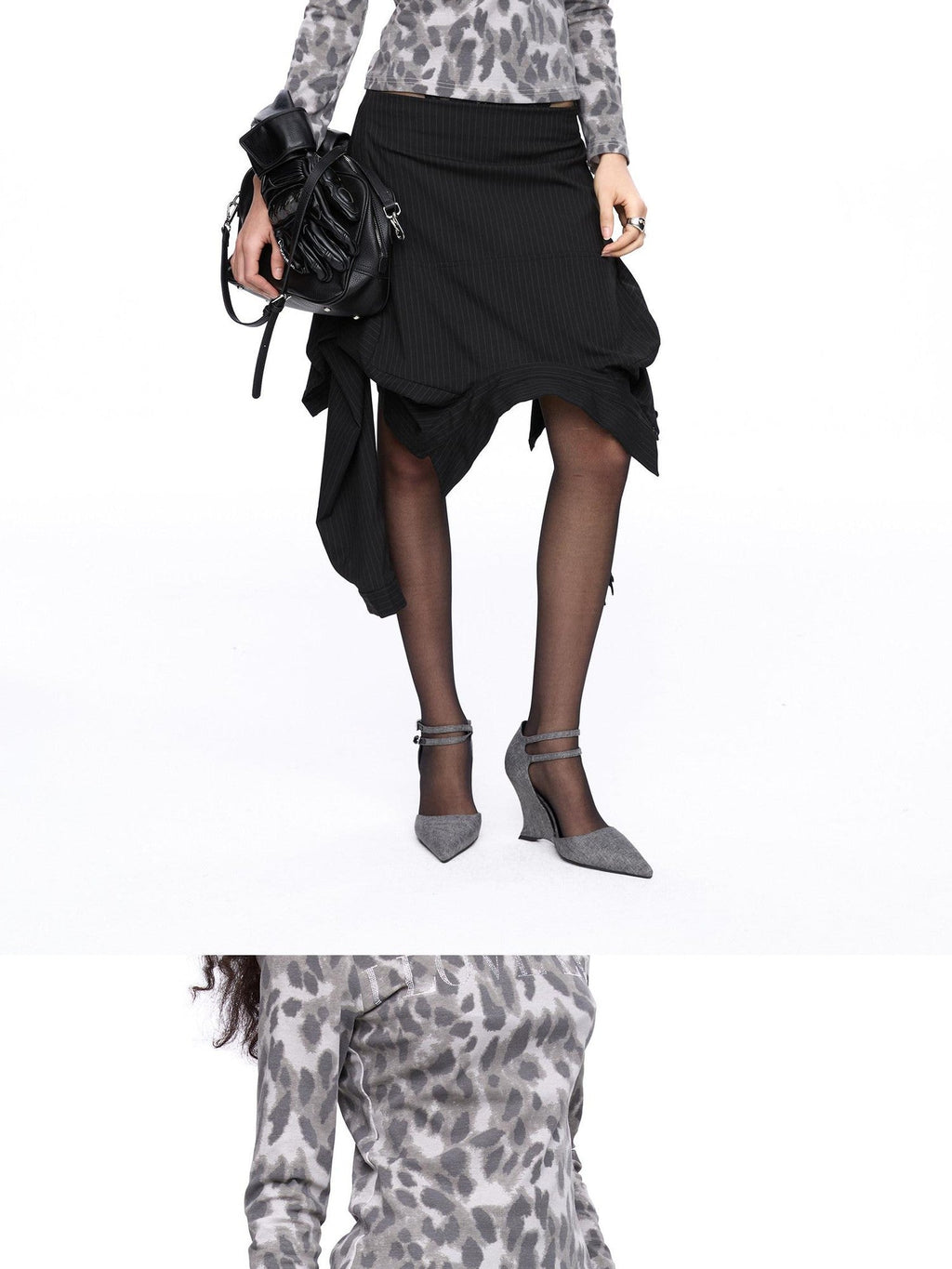 Inverted Stripe 3 Way Shirt A Line Polyester Blend Casual Mini Dress