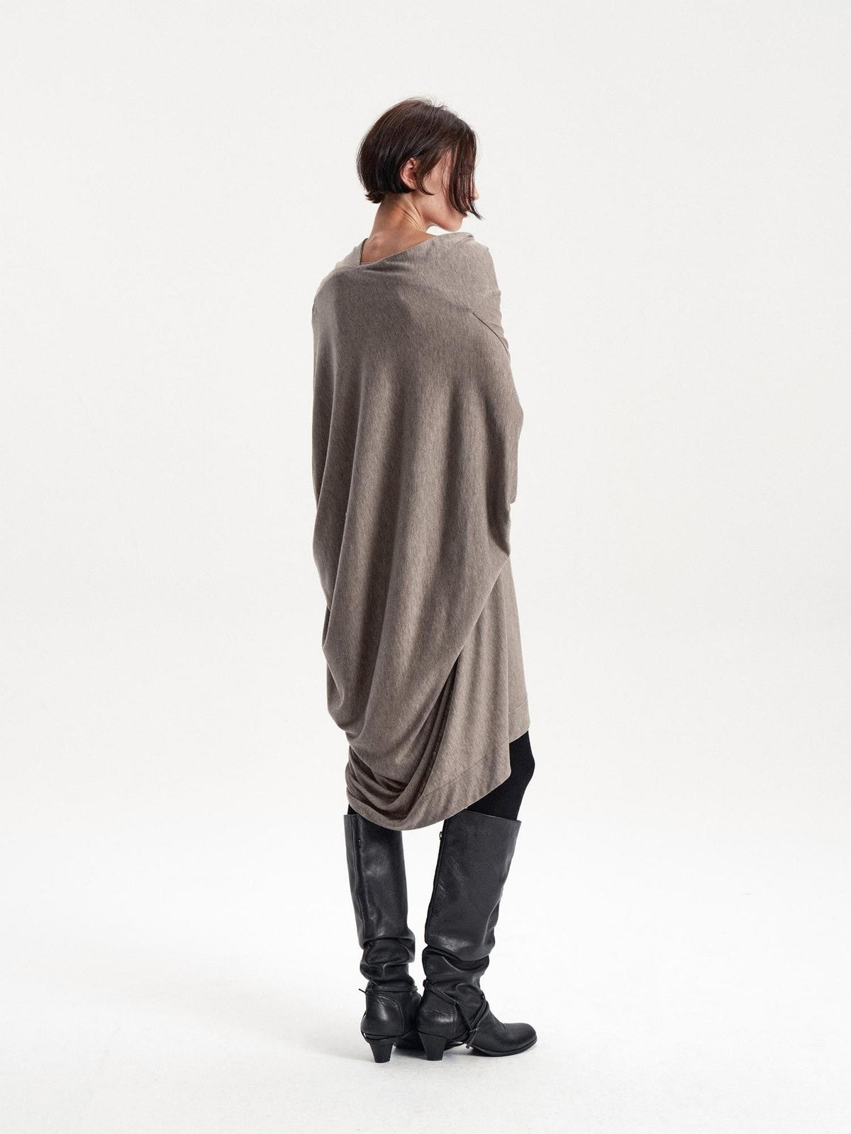 Irregular Draped One Shoulder Women's Wool Long Sleeve T-shirts