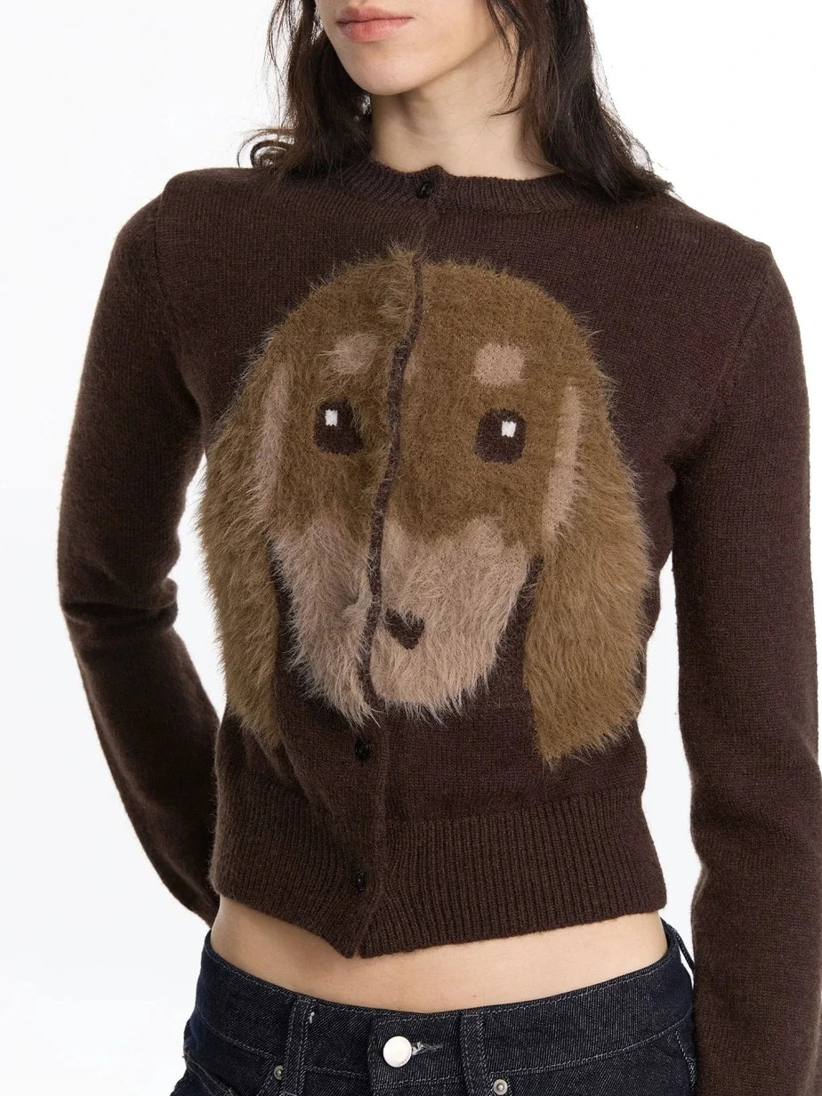 Long Haired Dachshund Knitted Cardigan