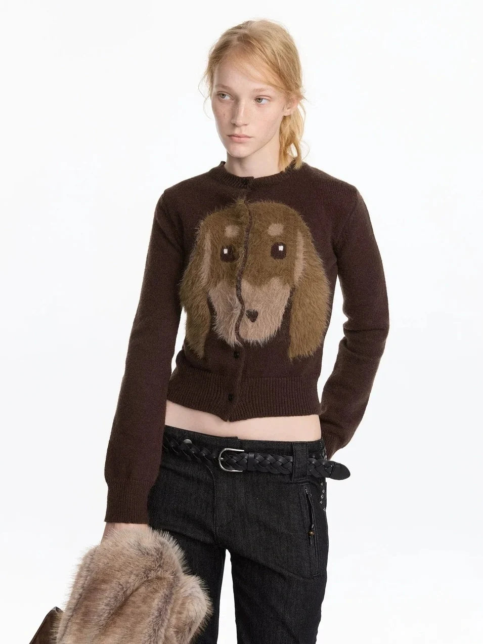 Long Haired Dachshund Knitted Cardigan