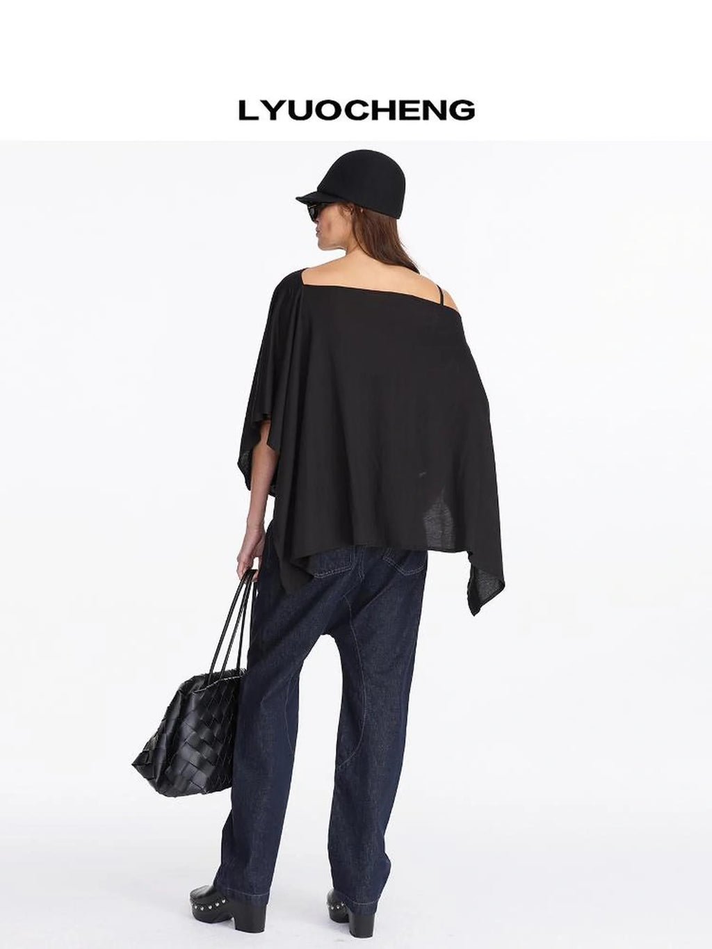 Low Crotch Raw Denim Wide Leg Jeans