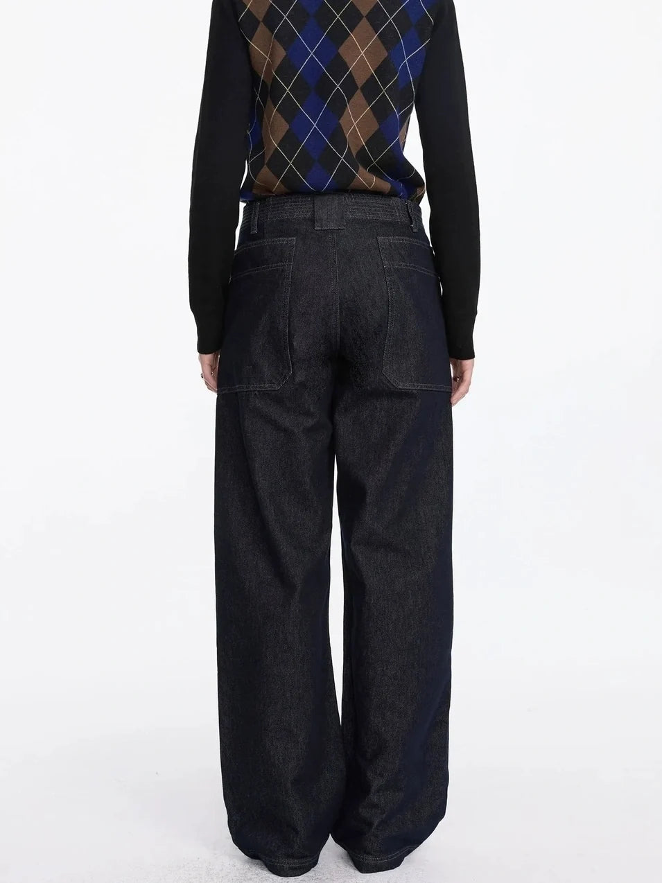 Low Rise Baggy Pocket Jeans With Sword Cut